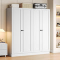 iPormis 4 Doors Armoire Wardrobe Closet with 2 Drawers, 63" Large Wardrobe Cabinet with Removable Hanging Rods and Adjustable Shelves, Closet Storage Cabinet for Bedroom, Cloak Room, White