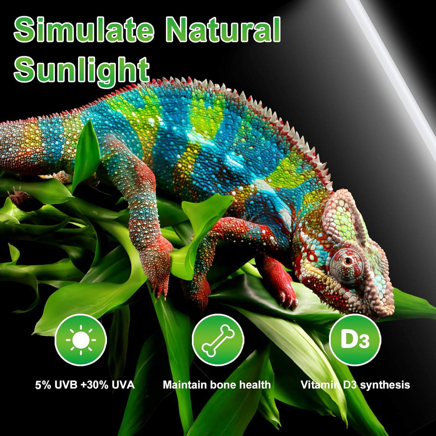 LUCKY HERP T8 15W UVB 5.0 Reptile Light, 18inch UVA UVB Reptile Light Bulb 2 Pack, Fluorescent Lamp for Reptiles Amphibians Lizards Chameleons