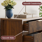 Fluted Nightstands Set of 2, 23.7'' Wide Night Stand with 3 Drawers, Mid-Century Modern Bedside Table with Handles, Wood End Table for Bedroom, Walnut