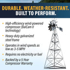 Outdoor Water Solutions AWS0012 16-Feet Galvanized 3-Legged Aeration System Windmill