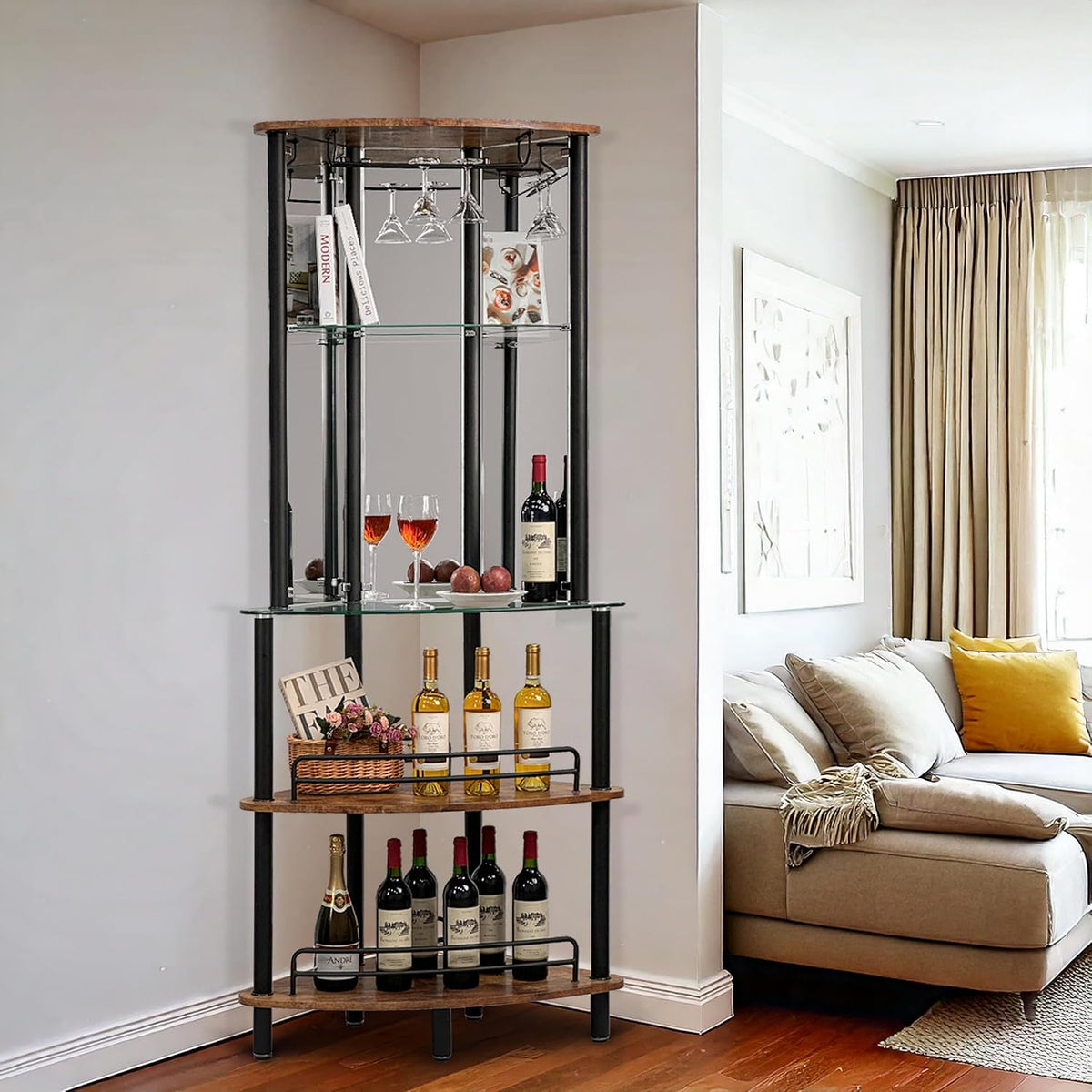 Mango Steam Contemporary Modern Home Entertainment Liquor Bar Catalina Table (Tower Bar, Rustic Wood)
