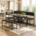 Concho Corner Dining Table Set with Soft Seat, Warm Grey | Breakfast Nook, L Shaped Dining Table Set for 4, Kitchen Booth Seating with Table for Small Space
