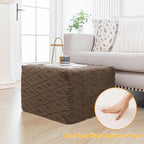 Fluffy Square Ottoman Pouf with All-in-One Foam Filling 20 x 14 Inches Furry Ottoman Foot Rest Foot Stool for Living Room or Bedroom (Coffee)