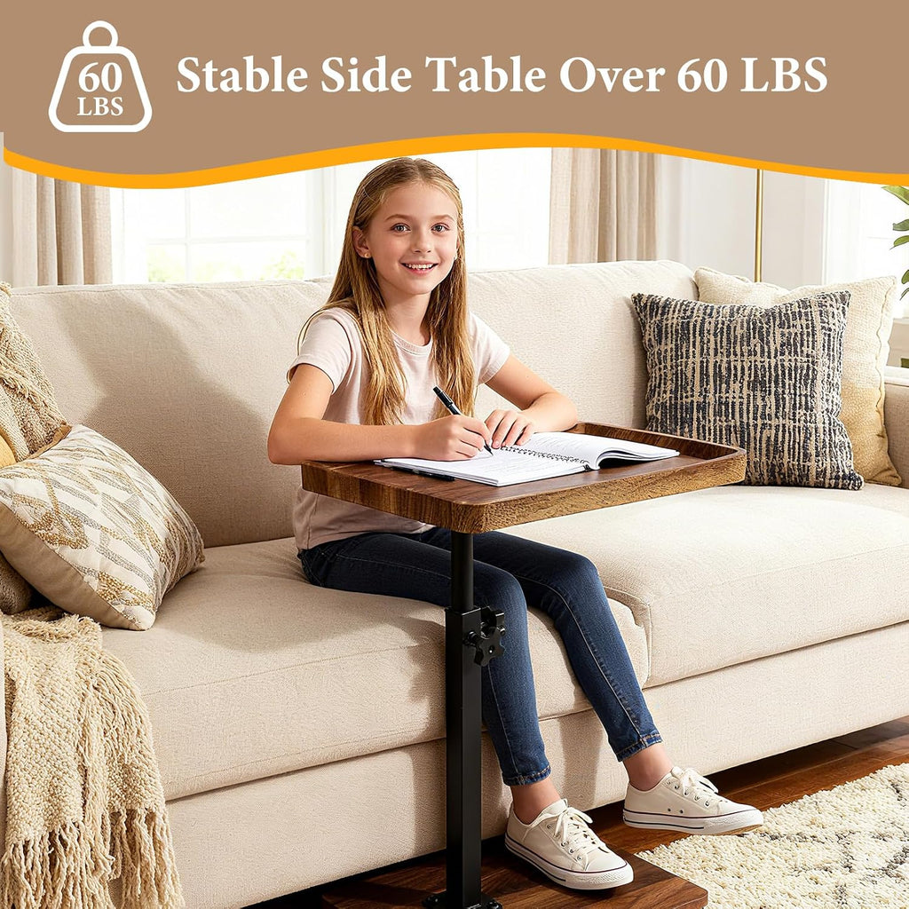 End Table C Table Adjustable Height, 360°Swivel TV Tray Table for Small Spaces, Couch Tables that Slide Under, C Shaped Side Tables Living Room and Bedroom for Sofa, Bed,Chair, Snack