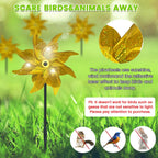 10 PCS Reflective Pinwheels for Yard and Garden Bird Devices Pre-Installed Sparkly Wind Spinner Deterrent to Scare Birds Away from Yard Patio Farm (Yellow)