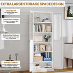 Kitchen Pantry Storage Cabinet, 72" H Storage Cabinet with Doors and Adjustable Shelves, Spacious Cupboard with 2 Handles, Metal Kitchen Cabinet for Dining Room, Living Room, White