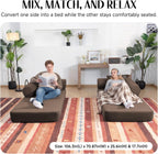 79" Corduroy Sofa Bed, Couch in a Box with 2 Pillows, High-Density Foam 4-in-1 Foldable Sleeper Futon Loveseat for Small Spaces, No Assembly, Side Pockets, Hex Arm Brown