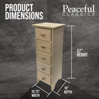 Peaceful Classics Skinny Drawers Cabinet - 5 Storage Drawers for Living Room, Kitchen, or Bathroom Amish Furniture Wood Cabinet, 10.75x10x37 inches (Unfinished)