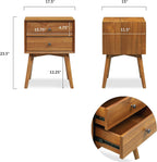 Poly & BARK Dorsey Nightstand - Mid-Century Modern Nightstand – Solid Wood Bedside Table with 2 Drawers, Acorn Walnut Finish, 23.5" Tall