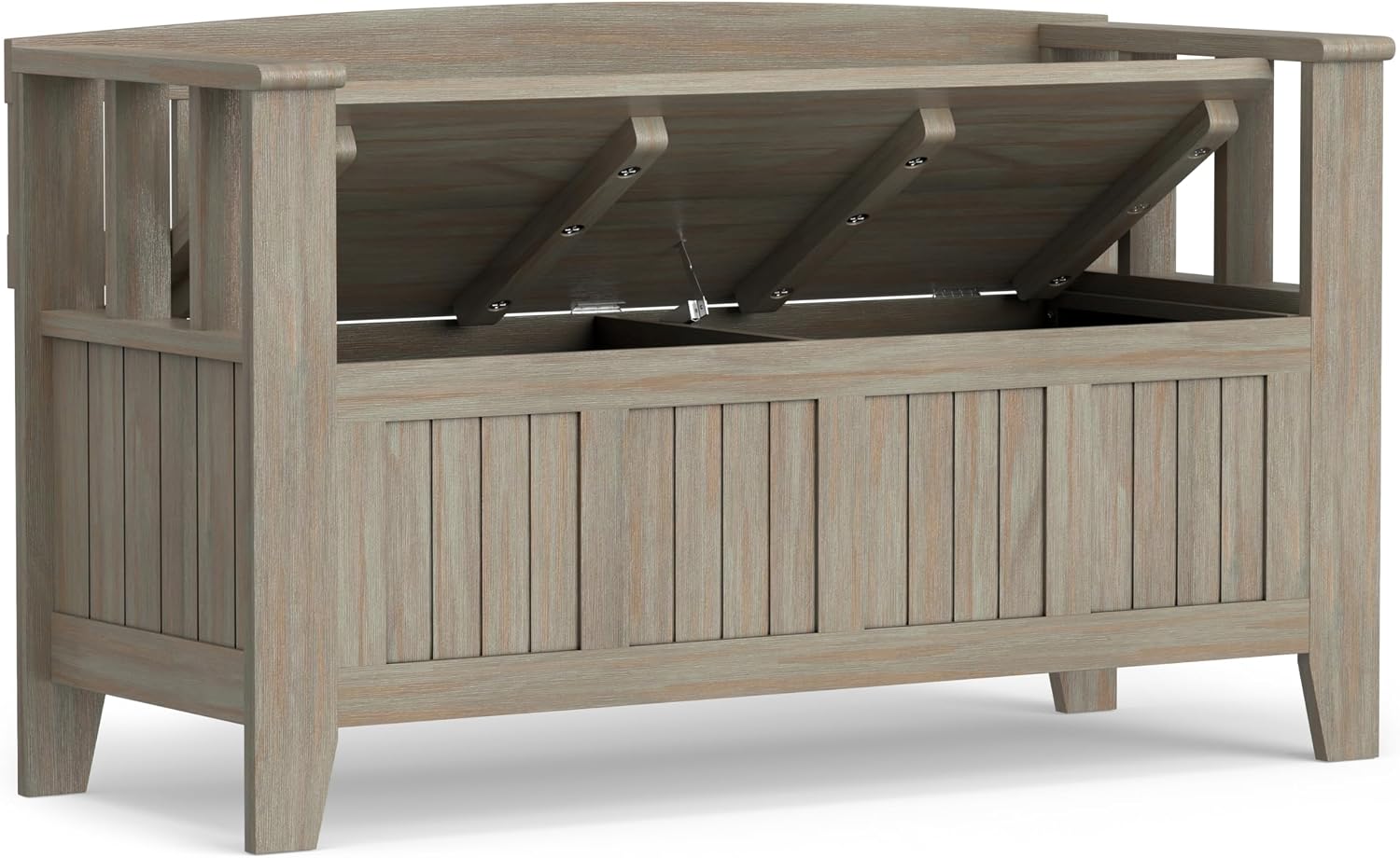 SIMPLIHOME Acadian Solid Wood 48 inch Wide Storage Bench that Seats 2 and 36 inch Wide Storage Cabinet in Distressed Grey for the Living Room, Entryway, and Family Room, Transitional Style