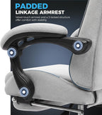 GTPLAYER Gaming Chair Fabric with Pocket Spring Cushion,Computer Office Chair with Lumbar Support for Adults Linkage Armrests and Footrest Ergonomic Gamings Chairs Height Adjustable LightGray