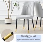 JUFU Round Dining Table Set for 4, 45" Modern Faux Marble Kitchen Table and Upholstered Chairs, 5 Piece Small Circle Dinette Set for Dining Room, Kitchen