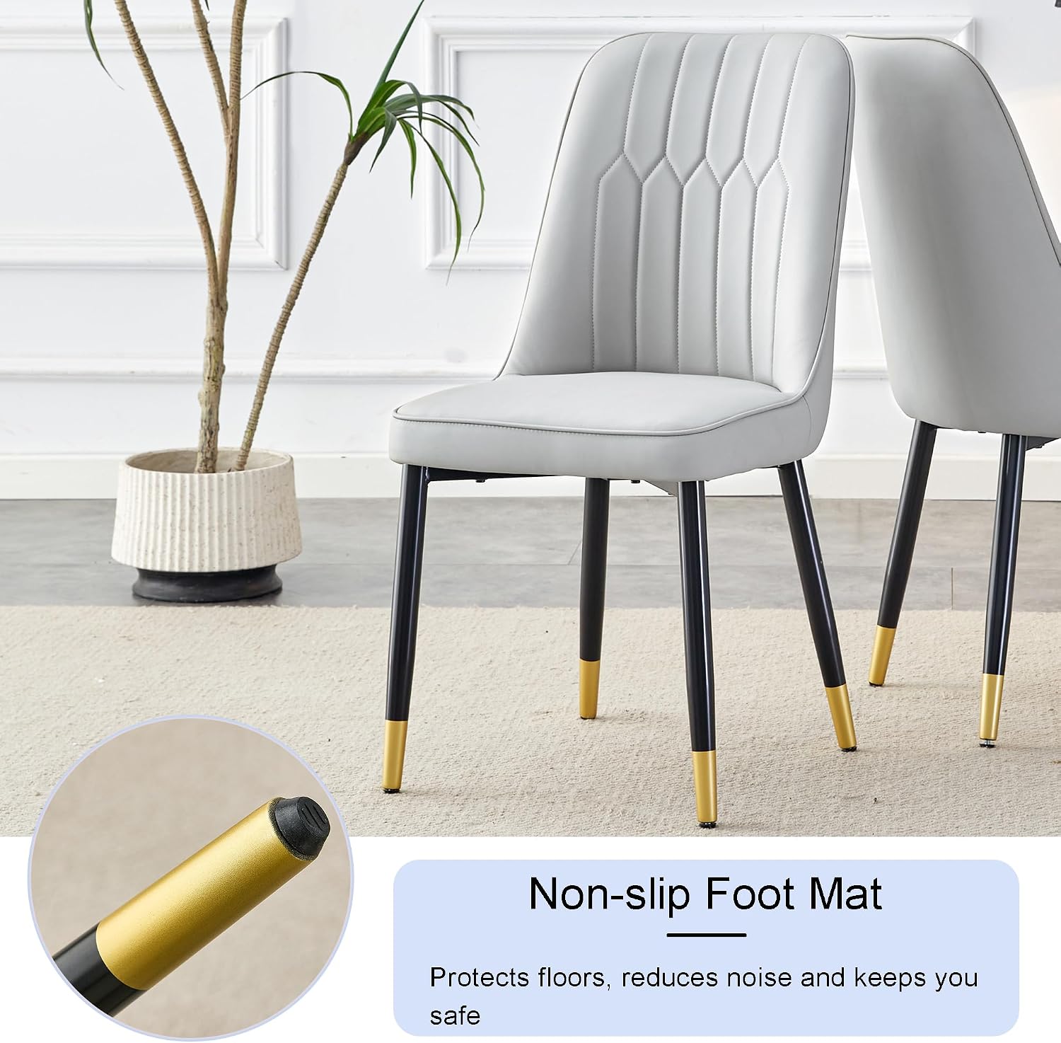 JUFU Round Dining Table Set for 4, 45" Modern Faux Marble Kitchen Table and Upholstered Chairs, 5 Piece Small Circle Dinette Set for Dining Room, Kitchen
