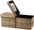 Bsketa Storage Ottoman Bench, 34" Folding Velvet Foot Rest,Leopard Print | Large Ottoman with Storage, Thicker Foam Padded Seat, Livingroom, Dorm, Bedroom, Easy to install, 86L,34 x 13 x 13in