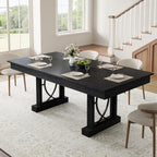 Garvee 71-Inch Dining Table for 6-8 with 2 Drawers, Large Wooden Kitchen Table w/Large Tabletop & Sturdy Frame, Rectangular Dining Table with Double Pedestal, for Kitchen, Office