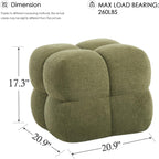 Zesthouse Square Pouf Ottomans Set of 2, Modern Vanity Chair for Bedroom | Boucle Fabric Foot Rest for Couch, Upholstered Tufted Footstool, Poofy Ottoman Seat for Living Room Dorm Fluffy Ottoman Green