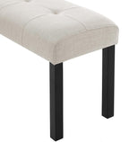 Dining Bench, Rubber Wood Dining Room Bench with Linen Upholstered Seat, for Kitchen, Living Room, Hallway, Kitchen, Entryway, Beige