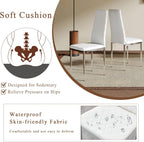 Modern Dining Chairs Set of 4, White PU Leather Kitchen Chairs, Upholstered High Back Chair with Silver Metal Legs for Kitchen, Dining Room, Restaurant