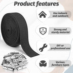 2 Inch Wide x 40 ft Chair Webbing Replacement Kit, Upholstery Webbing Elastic Band with Metal Clips and Mounting Screws to Repair Sagging Couch Chair Patio Furniture Patio (Black)
