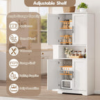 Tall Kitchen Pantry Cabinet with 4 Doors, 70 Inch Freestanding Storage Sideboard, Adjustable Shelves Wooden Cabinet for Living Room, Dining Room, Bathroom, Laundry Room Organization, White