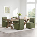 CHITA Dining Chairs with Casters Set of 4, FSC Certified Upholstered Armless Modern Rolling Dining Chairs with Rollers for Bedroom Reading Room Living Room, Fully Assembled, Moss Green