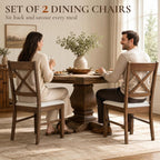 HOMCOM Dining Chairs Set of 2, Upholstered Kitchen Chairs with Rubberwood Frame, Padded Seat and Cross Back for Living Room, Dining Room, Kitchen, Walnut