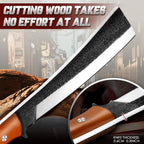 Freelander Japanese Style High Carbon Steel Machete with Red Sandalwood Ergonomic Full Tang Handle and Wood-Leather Sheath — Heavy-Duty Outdoor Tool for Camping, Hiking, Yard Work, and Survival