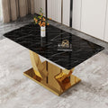 Modern Dining Table for 4/6, 63 Inch Faux Marble Dinner Table, Rectangular Kitchen Table, Easy Assembly Kitchen and Dining Room Table with Durable Frame, Scratch and Heat Resistant