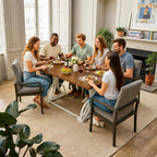 YITAHOME 70.3 Inch Modern Minimalist Dining Table for 6-8, Sturdy Wooden Table with Geometric White Metal Legs, for Dining Room, Kitchen, Conference Room
