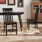 GIANTEX Wooden Dining Chairs Set of 4, Hollowed Backrest & Rubber Wood Seat | Farmhouse Kitchen Chair for Casual Dining, Rustic Wood Side Chairs for Home Living Room Restaurant, Black & Walnut
