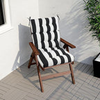 Magpie Fabrics Indoor Outdoor Tufted High Back Chair Cushion Set of 2, Waterproof All-Weather Deep Seating Rocking Chair Patio Chaise Lounge Sun Lounger Chair Cushions (Black White)