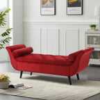 65" Storage Benches Velvet End of Bed Bench Storage Ottoman with Button-Tufted Large Upholstered Window Bench with Storage Shoe Cabinet Bench, for Bedroom, Entryway, Closet(Red)