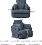 Signature Design by Ashley Modmax Swivel Glider Recliner, Hidden Storage & Washable Bolsters, Next-Gen Nuvella Performance Fabric, Modern Chair for Living Room or Office, Ink Blue
