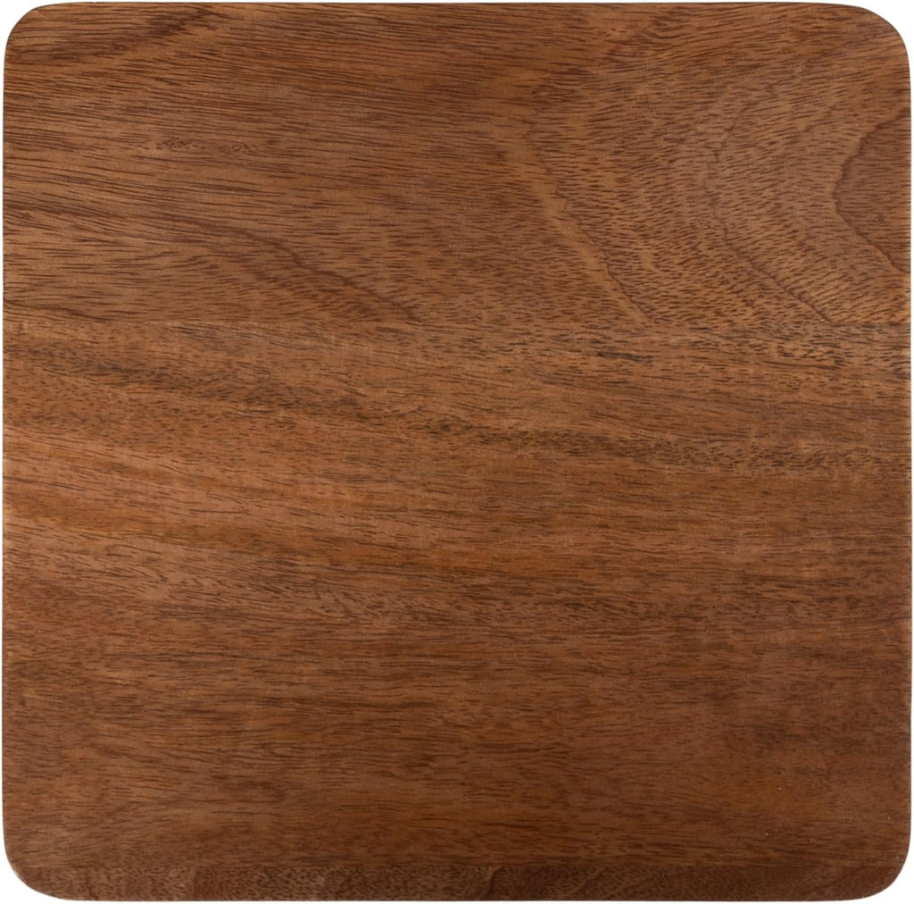 Kate and Laurel Dahl Mango Wood Square Tea Table, 10 x 10 x 30, Walnut Brown, Transitional Boho Wooden Accent Pedestal Table for Living Room Plant Stand or Small Bedroom Nightstand