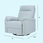 Davinci Suzy Electronic Swivel Recliner with USB Port in Heathered Blue, GREENGUARD Gold & CertiPUR-US® Certified