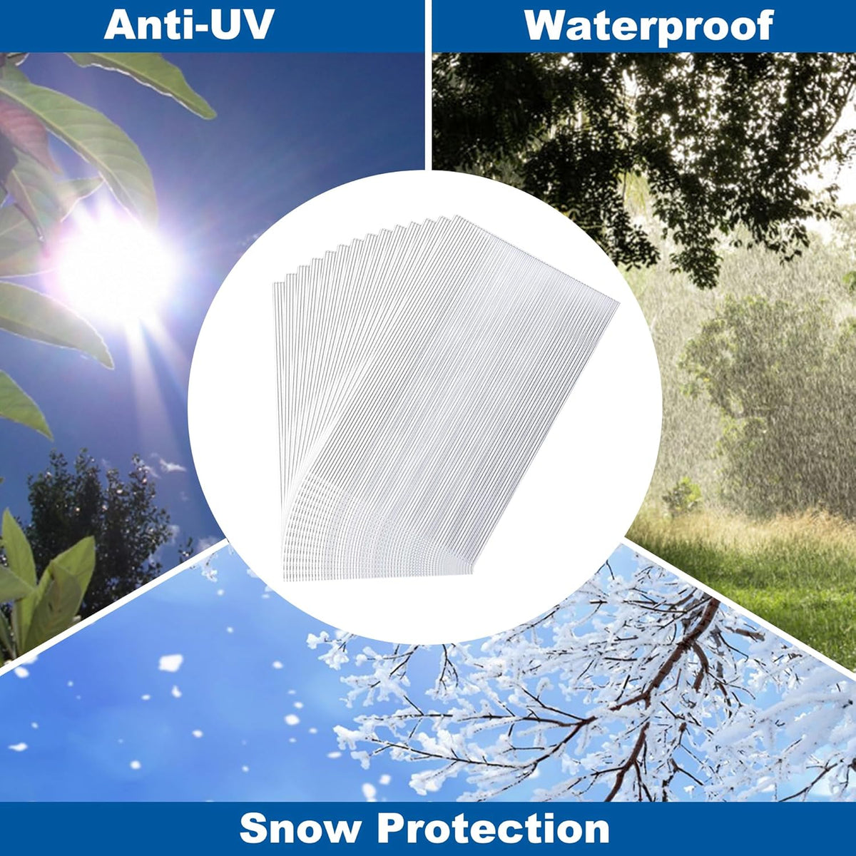 20 Pcs 2' x 4' x 0.15'' Polycarbonate Greenhouse Panels, Twin-Wall Roof Panels Waterproof UV Protected Corrugated Plastic for Greenhouse, Plant Stand Roof (20)