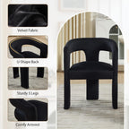 Modern Barrel Dining Chairs Set of 2, No Assembly Velvet Upholstered Dining Room Chairs with Open Back and 3 Legs, Comfy Accent Armchairs for Living Room/Bedroom/Kitchen/Reading, Black