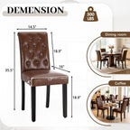 LSSPAID Dining Chairs Set of 6, Modern Armless Parsons Side Chairs, Upholstered Button-Tufted PU Leather Dining Kitchen Chairs with Solid Wood Legs, Brown