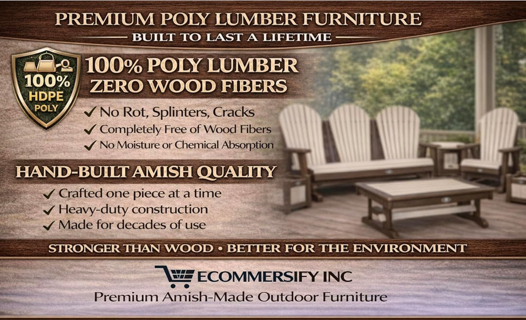 5 FT Cedar Amish-Made Porch Glider – 1000 lb Heavy-Duty Poly Lumber wood Roll Back Glider – USA Crafted HDPE Outdoor Seating Furniture - Stainless Steel Hardware – Smooth, Quiet Glide - CupHolders