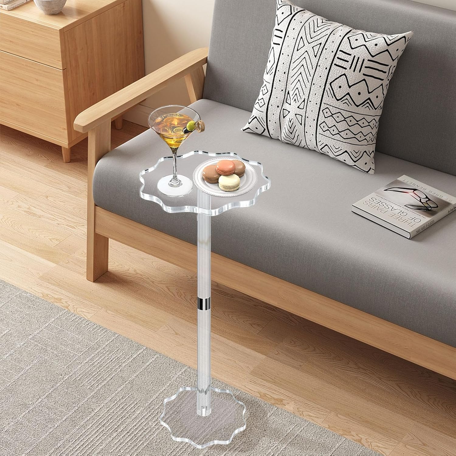 Drink Table, Acrylic Side Table, 10×10×20in Drink Tables for Small Spaces, Plant Stand, Acrylics Furniture, Home Decorations for Living Room, Home Decor Accents (Acrylic)
