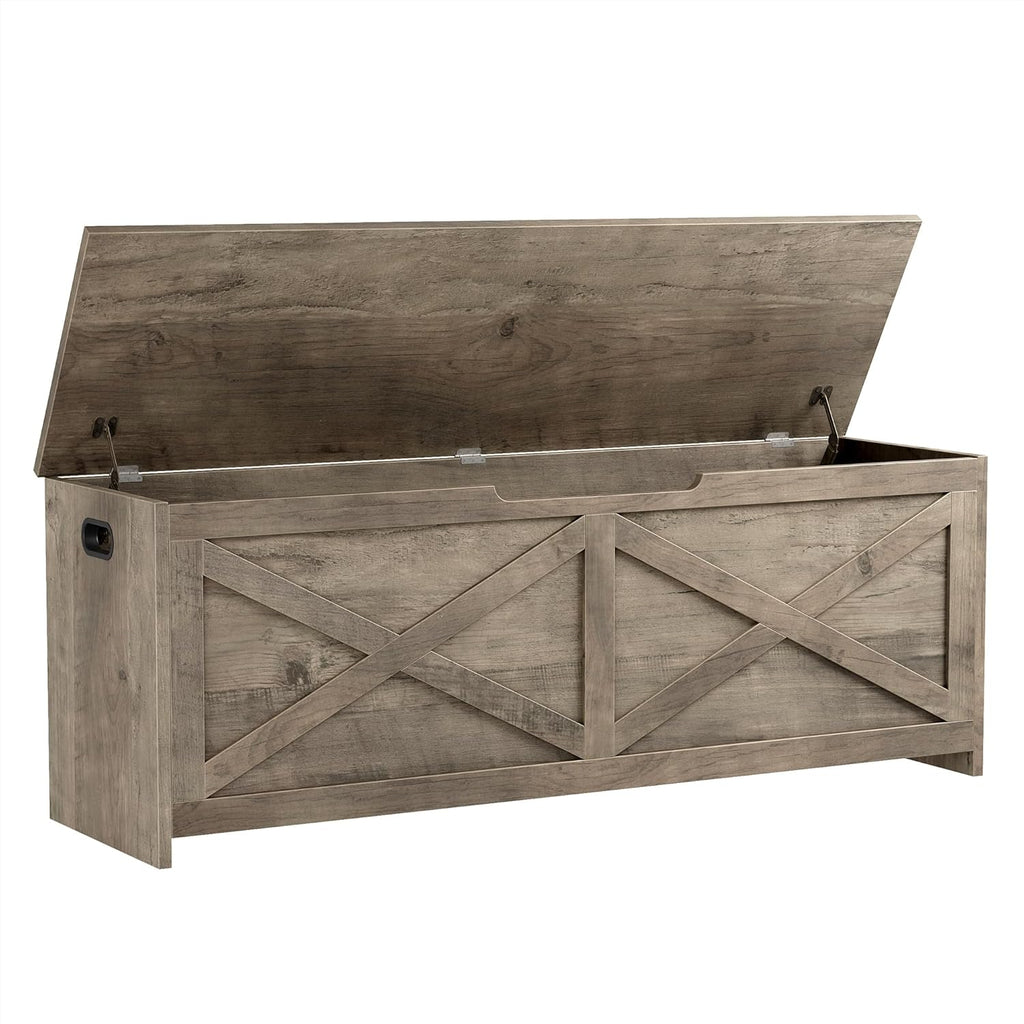 GarveeHome 47.2 in Storage Chest, Wooden Storage Bench with Safety Hinges, Easy Assembly, Large Shoe Bench for Entryway, Living Room, Bedroom