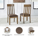 Signature Design by Ashley Vallister Dining Chairs Set of 2, Light Brown | Solid wood frame, Combination of leather and faux leather, Rustic dining room chairs, Slat back design, 250 lb capacity