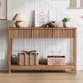 Treocho 47" Fluted Console Table with 3 Drawers and Storage Shelf | Narrow Long Entryway Table,Behind Couch Accent Tables, Entrance Foyer, Hallway, Living Room, Brown