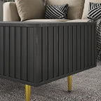 Modern Coffee Table with Storage with 2 Big Drawers, Black Rectangle Coffee Table for Living Room, Wooden Fluted Table Accent Tea Table for Living Room Apartment Small Space