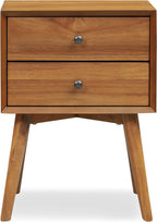 Poly & BARK Dorsey Nightstand - Mid-Century Modern Nightstand – Solid Wood Bedside Table with 2 Drawers, Acorn Walnut Finish, 23.5" Tall