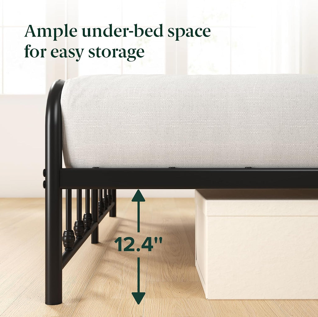 Zinus Leonardo Metal Platform Bed Frame, Victorian Spindle Headboard, Queen