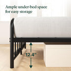 Zinus Leonardo Metal Platform Bed Frame, Victorian Spindle Headboard, Queen