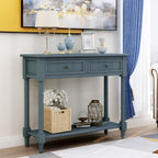 MERITLINE Wood Console Table for Entryway Console Table with Storage Sofa Table Entryway Table with 2 Drawers and Bottom Shelf (Navy)