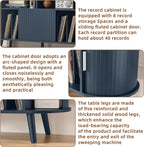 LELELINKY Extra Large Round Record Player Stand with Charging Station | Mid Century Modern Fluted Turntable Cabinet,Vinyl Storage, Arched Wood Record Player Table for Living Room,Blue