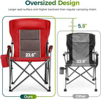 ALPHA CAMP Oversized Folding Camping Chairs for Adults High Backrest Heavy Duty Lawn Chairs Support 500 LBS Portable Camp Chairs with Cup Holders Large Side Pocket Outdoor Chair